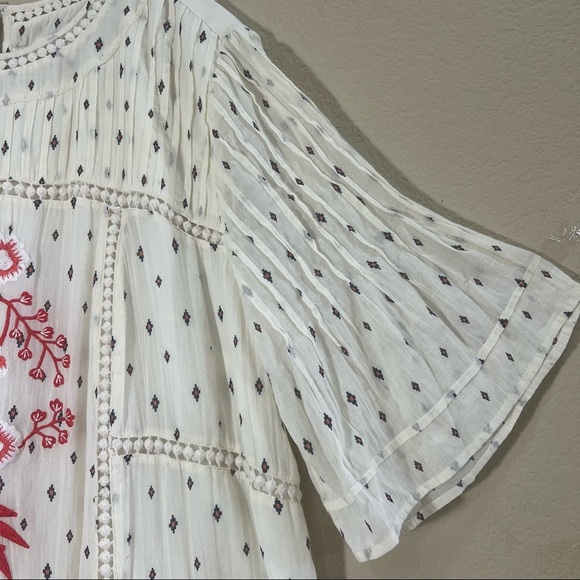 Women’s 100% Cotton Cream Embroidered Floral PTP 22” Midi Dress Boho Peasant EUC - Picture 3 of 10